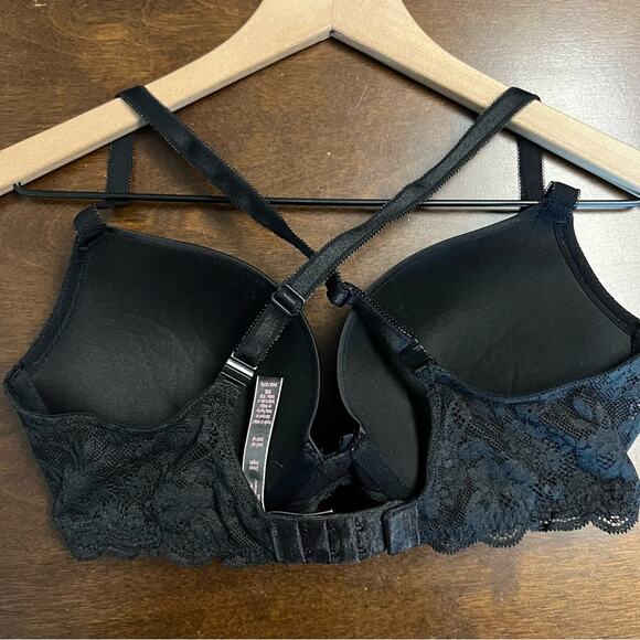 Victoria's Secret Dream Angels Push-Up Bra Black Lace Adj Straps 34D - Picture 2 of 8